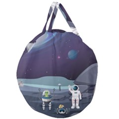 Alien Astronaut Scene Giant Round Zipper Tote by Vaneshart