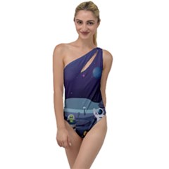 Alien Astronaut Scene To One Side Swimsuit