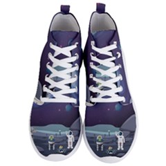 Alien Astronaut Scene Men s Lightweight High Top Sneakers by Vaneshart