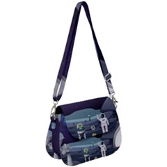 Alien Astronaut Scene Saddle Handbag by Vaneshart