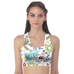 Seamless Pattern Vector With Funny Robots Cartoon Sports Bra by Vaneshart