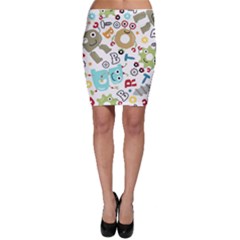 Seamless Pattern Vector With Funny Robots Cartoon Bodycon Skirt by Vaneshart