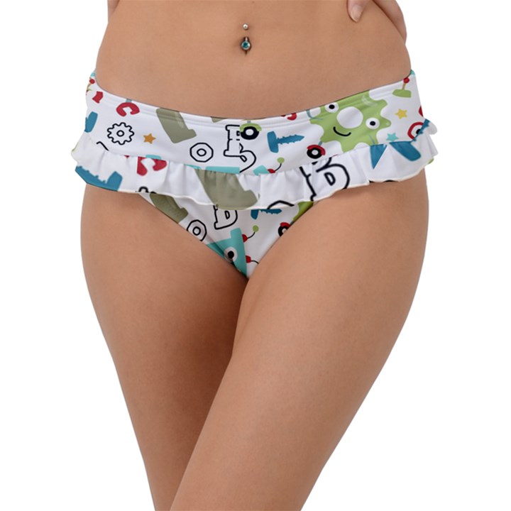 Seamless Pattern Vector With Funny Robots Cartoon Frill Bikini Bottom