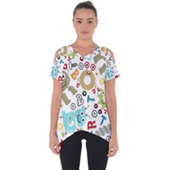 Seamless Pattern Vector With Funny Robots Cartoon Cut Out Side Drop Tee by Vaneshart