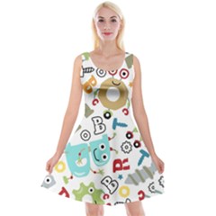 Seamless Pattern Vector With Funny Robots Cartoon Reversible Velvet Sleeveless Dress by Vaneshart