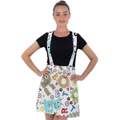 Seamless Pattern Vector With Funny Robots Cartoon Velvet Suspender Skater Skirt