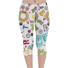 Seamless Pattern Vector With Funny Robots Cartoon Velvet Capri Leggings  by Vaneshart