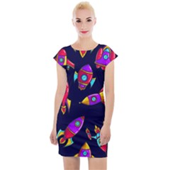 Space Patterns Cap Sleeve Bodycon Dress by Vaneshart