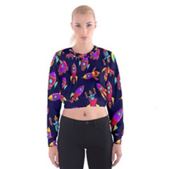 Space Patterns Cropped Sweatshirt by Vaneshart