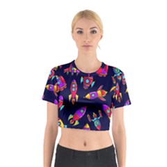 Space Patterns Cotton Crop Top by Vaneshart