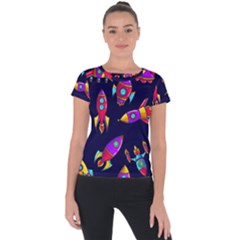 Space Patterns Short Sleeve Sports Top  by Vaneshart