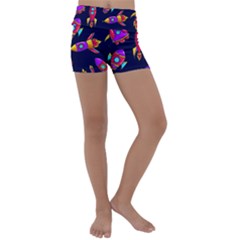 Space Patterns Kids  Lightweight Velour Yoga Shorts by Vaneshart