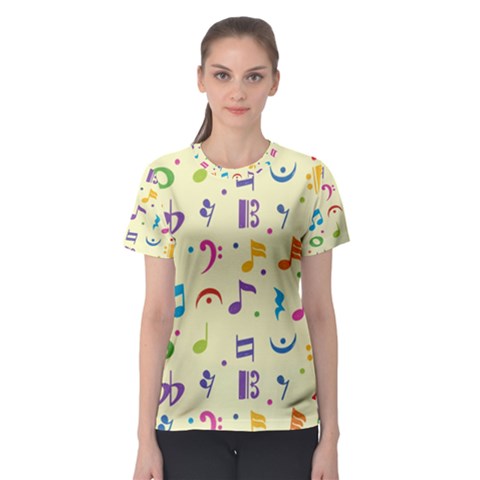 Seamless Pattern Musical Note Doodle Symbol Women s Sport Mesh Tee by Vaneshart