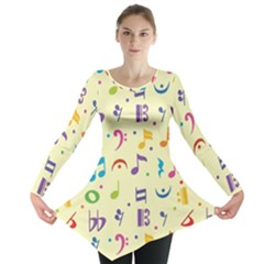 Seamless Pattern Musical Note Doodle Symbol Long Sleeve Tunic  by Vaneshart