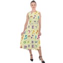 Seamless Pattern Musical Note Doodle Symbol Midi Tie-Back Chiffon Dress View1