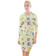 Seamless Pattern Musical Note Doodle Symbol Quarter Sleeve Hood Bodycon Dress by Vaneshart