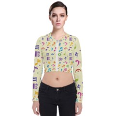 Seamless Pattern Musical Note Doodle Symbol Long Sleeve Zip Up Bomber Jacket by Vaneshart