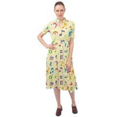 Seamless Pattern Musical Note Doodle Symbol Keyhole Neckline Chiffon Dress by Vaneshart