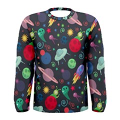 Cosmos Ufo Concept Seamless Pattern Men s Long Sleeve Tee by Vaneshart