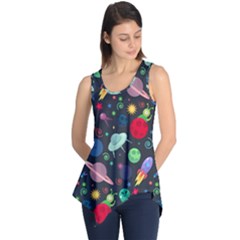 Cosmos Ufo Concept Seamless Pattern Sleeveless Tunic by Vaneshart