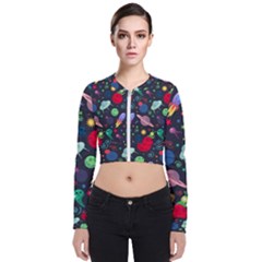 Cosmos Ufo Concept Seamless Pattern Long Sleeve Zip Up Bomber Jacket by Vaneshart