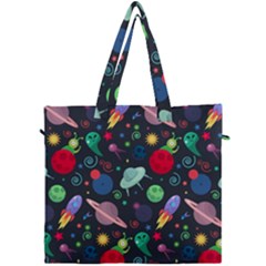 Cosmos Ufo Concept Seamless Pattern Canvas Travel Bag by Vaneshart