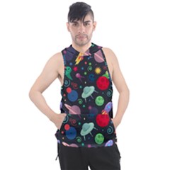 Cosmos Ufo Concept Seamless Pattern Men s Sleeveless Hoodie by Vaneshart