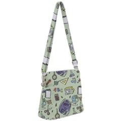 Hand Drawn Pattern School Zipper Messenger Bag by Vaneshart