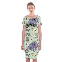 Hand Drawn Pattern School Classic Short Sleeve Midi Dress by Vaneshart