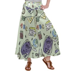 Hand Drawn Pattern School Satin Palazzo Pants by Vaneshart