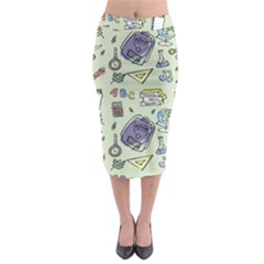 Hand Drawn Pattern School Midi Pencil Skirt by Vaneshart