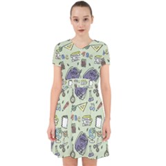 Hand Drawn Pattern School Adorable In Chiffon Dress by Vaneshart