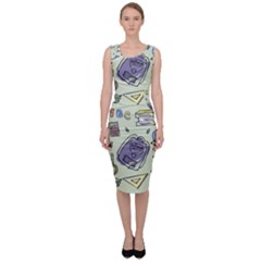 Hand Drawn Pattern School Sleeveless Pencil Dress by Vaneshart