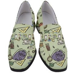 Hand Drawn Pattern School Women s Chunky Heel Loafers by Vaneshart