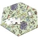 Hand Drawn Pattern School Wooden Puzzle Hexagon View3