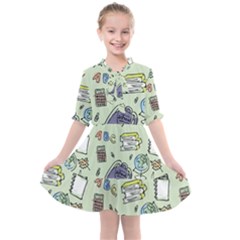 Hand Drawn Pattern School Kids  All Frills Chiffon Dress by Vaneshart