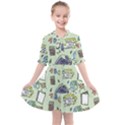 Hand Drawn Pattern School Kids  All Frills Chiffon Dress View1