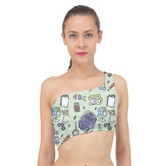 Hand Drawn Pattern School Spliced Up Bikini Top  by Vaneshart