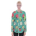 Seamless Pattern With Funny Monsters Cartoon Hand Drawn Characters Unusual Creatures Womens Long Sleeve Shirt View1