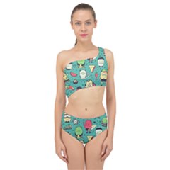 Seamless Pattern With Funny Monsters Cartoon Hand Drawn Characters Unusual Creatures Spliced Up Two Piece Swimsuit by Vaneshart