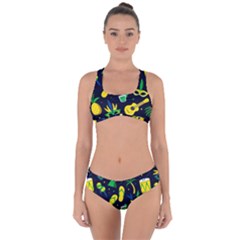 Seamless Brazilian Carnival Pattern With Musical Instruments Criss Cross Bikini Set by Vaneshart