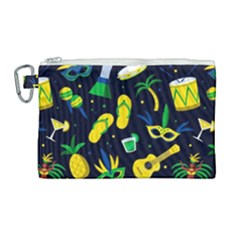 Seamless Brazilian Carnival Pattern With Musical Instruments Canvas Cosmetic Bag (large) by Vaneshart