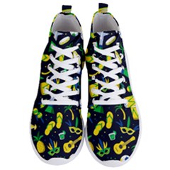 Seamless Brazilian Carnival Pattern With Musical Instruments Men s Lightweight High Top Sneakers by Vaneshart