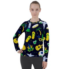 Seamless Brazilian Carnival Pattern With Musical Instruments Women s Pique Long Sleeve Tee