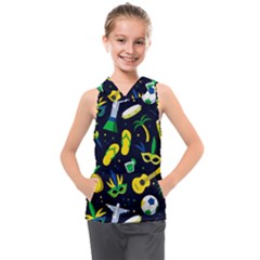 Seamless Brazilian Carnival Pattern With Musical Instruments Kids  Sleeveless Hoodie by Vaneshart