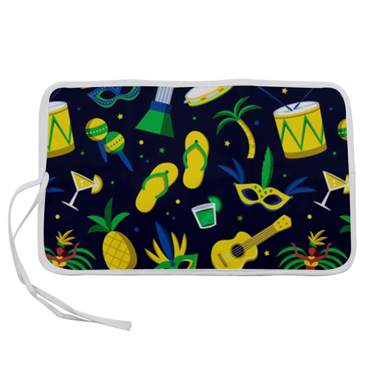 Seamless Brazilian Carnival Pattern With Musical Instruments Pen Storage Case (L)