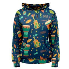 Brazil Musical Instruments Seamless Carnival Pattern Women s Pullover Hoodie by Vaneshart