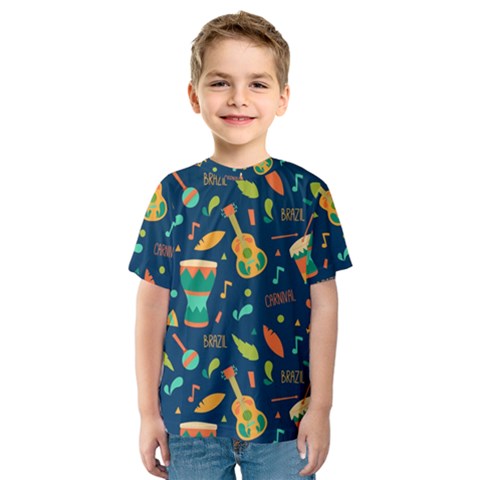 Brazil Musical Instruments Seamless Carnival Pattern Kids  Sport Mesh Tee by Vaneshart