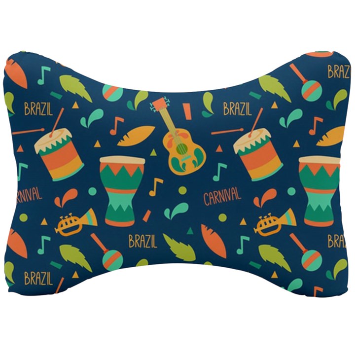 Brazil Musical Instruments Seamless Carnival Pattern Seat Head Rest Cushion