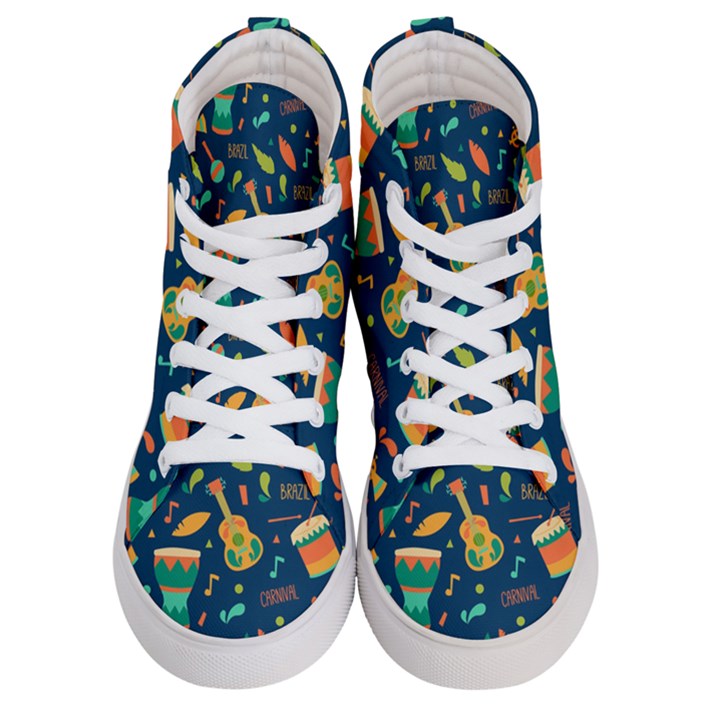 Brazil Musical Instruments Seamless Carnival Pattern Women s Hi-Top Skate Sneakers